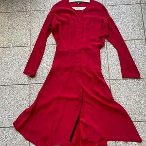 Zero + Maria Cornejo for Barneys New York Red Zippered Dress w/ Long Sleeves
